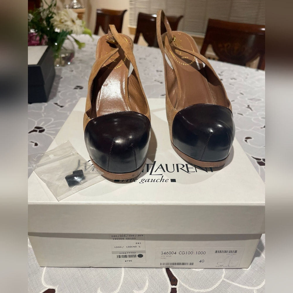 Saint Laurent, size 40 Brown leather and Camel suede